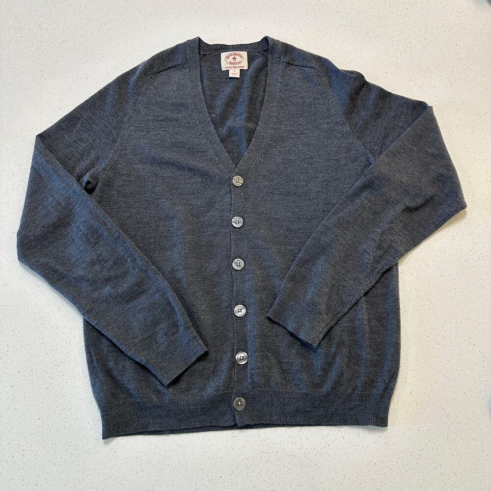 Sz S Brooks Brothers Red Fleece Extra Fine Merino Cardigan Steely Gray